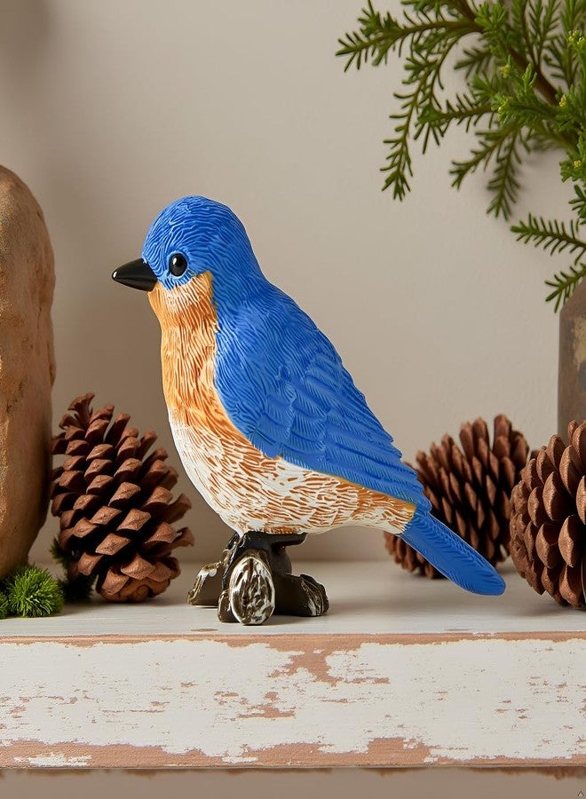 JFSM INC. 3" Bluebird Perched on Branch Figurine - Holiday Stocking Stuffer, Bird Watcher Gifts, Wildlife Decor, Home Office Shelf Decor - Image 2